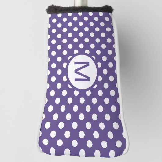 Cute Paars and White Polka Dots Monogram Golfheadcover (Draai 90)