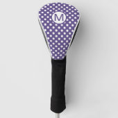 Cute Paars and White Polka Dots Monogram Golfheadcover (Voorkant)