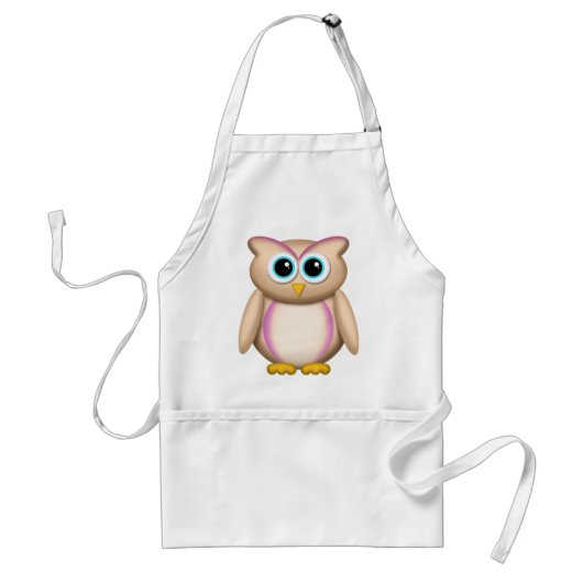 Cute Paars & Beige Owl Apron Standaard Schort (Voorkant)