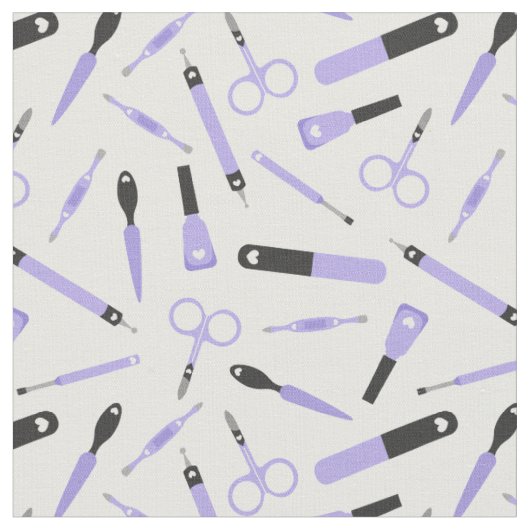 Cute Paars Black Manicurist Tools Patroon Stof (Close Up)
