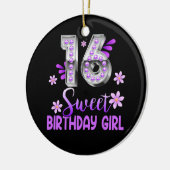 Cute Paars Black Sweet 16 Style I 16th Birthday S Keramisch Ornament (Links)