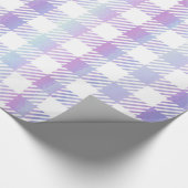 Cute Paars Blue Iridescent Gingham Pattern Cadeaupapier (Hoek)