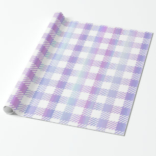 Cute Paars Blue Iridescent Gingham Pattern Cadeaupapier