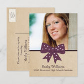 Cute Paars Bow Afstuderen Briefkaart (Voorkant / Achterkant)