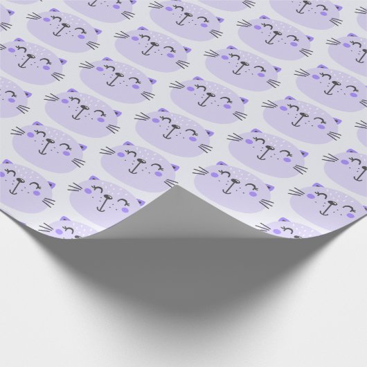 Cute Paars Cats Pattern - Lila Cadeaupapier (Hoek)