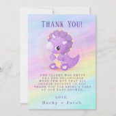 Cute Paars Dinosaur Baby shower Hartelijk dank Bedankkaart (Voorkant)