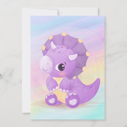 Cute Paars Dinosaur Baby shower Hartelijk dank Bedankkaart (Achterkant)