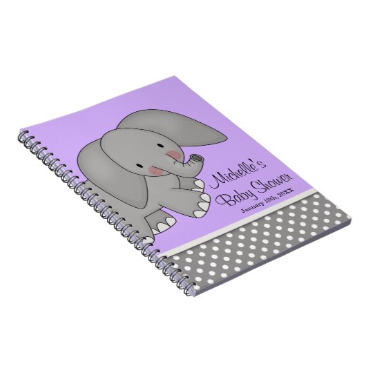 Cute Paars Elephant Baby shower Guest Book Notitieboek (Rechterzijde)