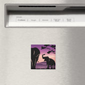 Cute Paars Elephant Family Silhouette Magneet (Insitu (Vaatwasser))