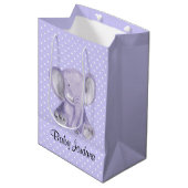 Cute Paars Elephant Polka Dot Design Gift Bag Medium Cadeauzakje (Voorkant Gekanteld)