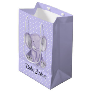 Cute Paars Elephant Polka Dot Design Gift Bag Medium Cadeauzakje