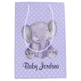 Cute Paars Elephant Polka Dot Design Gift Bag Medium Cadeauzakje