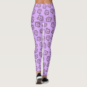 Cute Paars Floral Pattern Leggings (Achterkant)