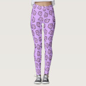 Cute Paars Floral Pattern Leggings (Voorkant)