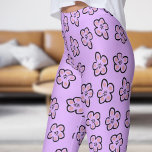 Cute Paars Floral Pattern Leggings<br><div class="desc">Verfris uw garderobe met moderne Mimulus Floral Leggings! Ervaar moeiteloze stijl met deze moderne Mimulus florale leggings! Met zachte pastelkleurige bloemtinten bieden deze leggings een chique, comfortabele pasvorm die ideaal is voor loungen, casual boodschappen of alledaagse avonturen. Blijf trendy en comfortabel - winkel nu en laat je stijl prachtig bloeien!...</div>