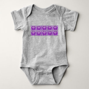 Cute Paars Framed Hearts Baby shower Gift Romper