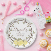 Cute Paars Gellow Wreated Baby shower Papieren Bordje (Feest)