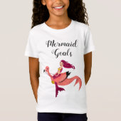 Cute Paars Girly Flamingo Mermaid Inspirerend T-shirt (Voorkant)