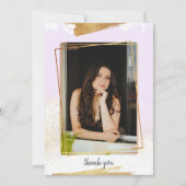 Cute Paars & Gold Framed Afstuderen Hartelijk dank Kaart (Voorkant)