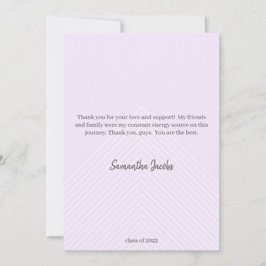 Cute Paars & Gold Framed Afstuderen Hartelijk dank Kaart (Achterkant)