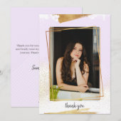 Cute Paars & Gold Framed Afstuderen Hartelijk dank Kaart (Voorkant / Achterkant)
