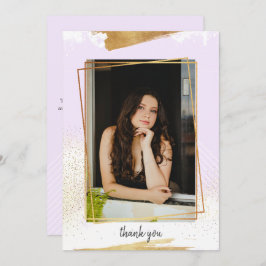 Cute Paars & Gold Framed Afstuderen Hartelijk dank Kaart