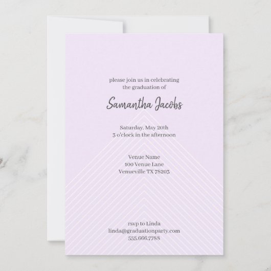 Cute Paars & Gold Framed Afstuderen Invitation Kaart (Achterkant)