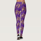 Cute Paars Gold Joy Typography kerst Leggings (Achterkant)