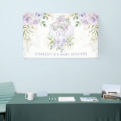 Cute Paars Gold Lila Floral Elephant Baby shower Spandoek (Beurs)