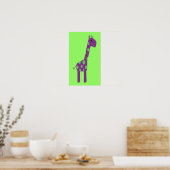 Cute Paars & Green Cartoon Giraffe Poster (Keuken)