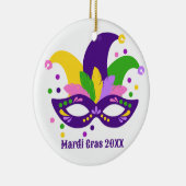 Cute Paars Green Gold Mardi Gras Masker Keramisch Ornament (Rechts)