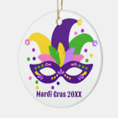 Cute Paars Green Gold Mardi Gras Masker Keramisch Ornament (Links)