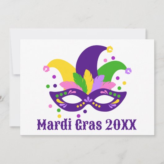 Cute Paars Green Gold Swirl Mardi Gras Briefkaart (Voorkant)