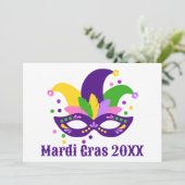 Cute Paars Green Gold Swirl Mardi Gras Briefkaart (Staand voorkant)
