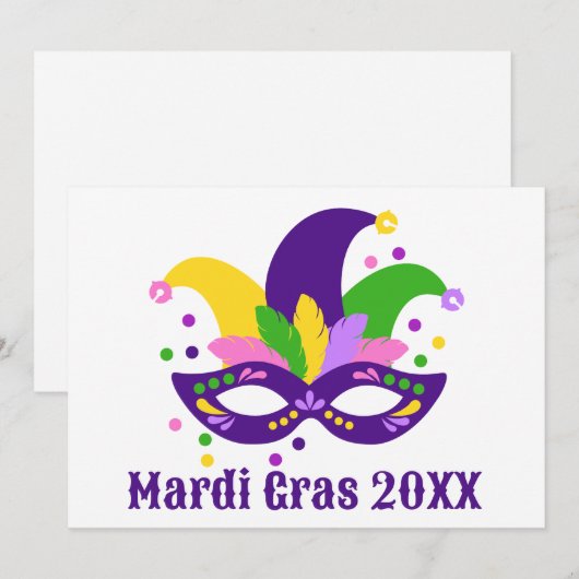 Cute Paars Green Gold Swirl Mardi Gras Briefkaart (Voorkant / Achterkant)
