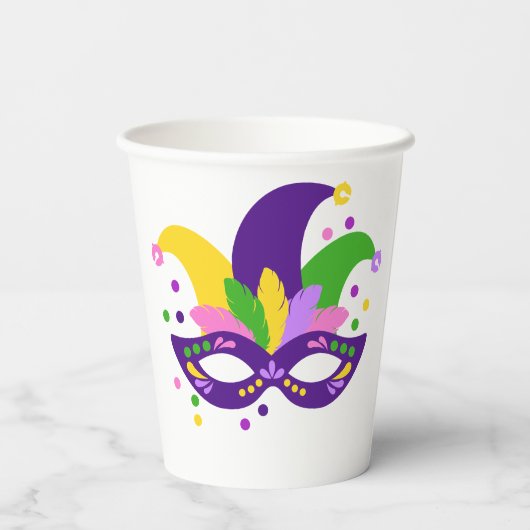 Cute Paars Green Gold Swirl Mardi Gras Papieren Bekers (Achterkant)