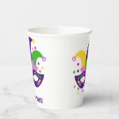 Cute Paars Green Gold Swirl Mardi Gras Papieren Bekers (Links)
