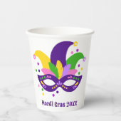 Cute Paars Green Gold Swirl Mardi Gras Papieren Bekers (Voorkant)