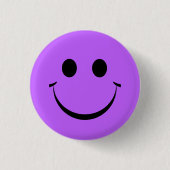 Cute Paars Happy Face Birthday Button (Voorkant)