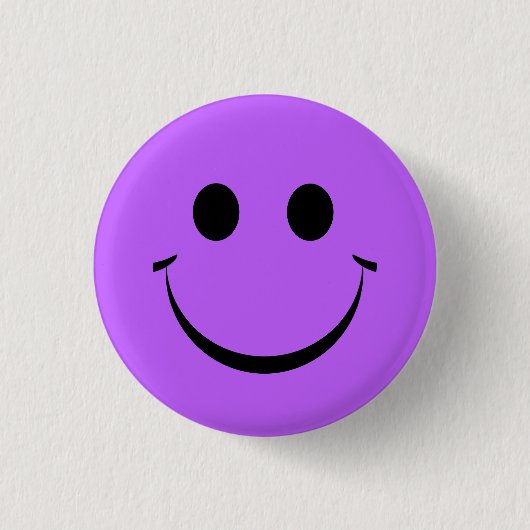 Cute Paars Happy Face Birthday Button (Voorkant)