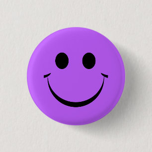 Cute Paars Happy Face Birthday Button