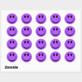 Cute Paars Happy Face Ronde Sticker (Vel)