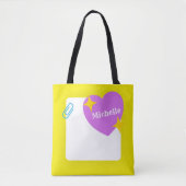 Cute Paars hart met Gepersonaliseerd naam Tote Bag (Voorkant)