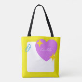 Cute Paars hart met Gepersonaliseerd naam Tote Bag (Achterkant)
