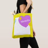 Cute Paars hart met Gepersonaliseerd naam Tote Bag (Dichtbij)