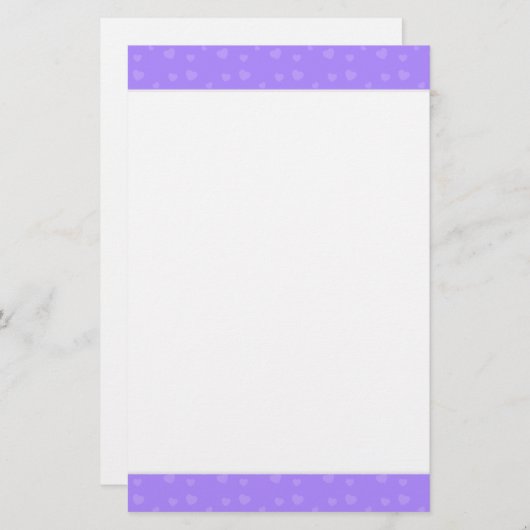 Cute Paars Hearts Pattern Briefpapier (Voorkant / Achterkant)