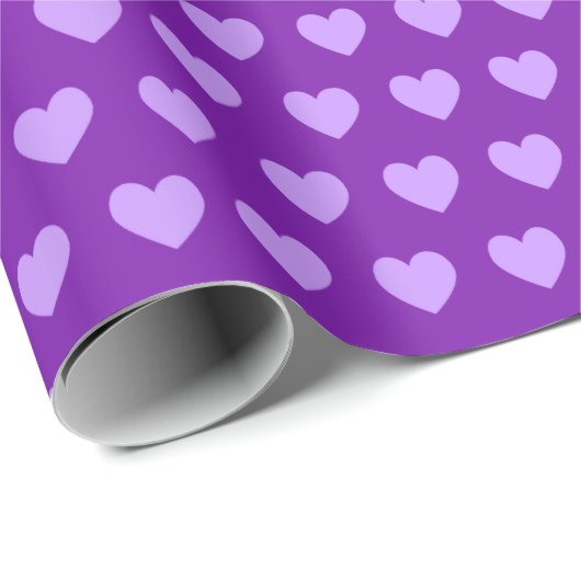 Cute Paars Hearts Pattern Cadeaupapier (Rol Hoek)