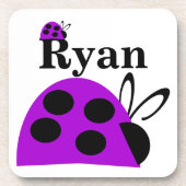 Cute Paars Ladybug Persoonlijk Bier Onderzetter (Voorkant)