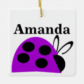 Cute Paars Ladybug Persoonlijk Keramisch Ornament (Voorkant)