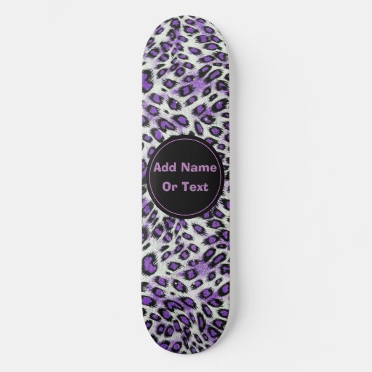 Cute Paars Leopard Animal Print Personated Persoonlijk Skateboard (Voorkant)